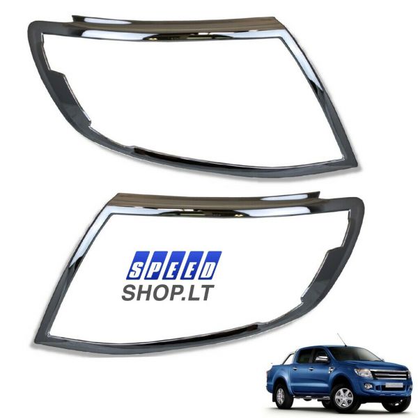 Ford Ranger T6 chromuota žibintų apdaila